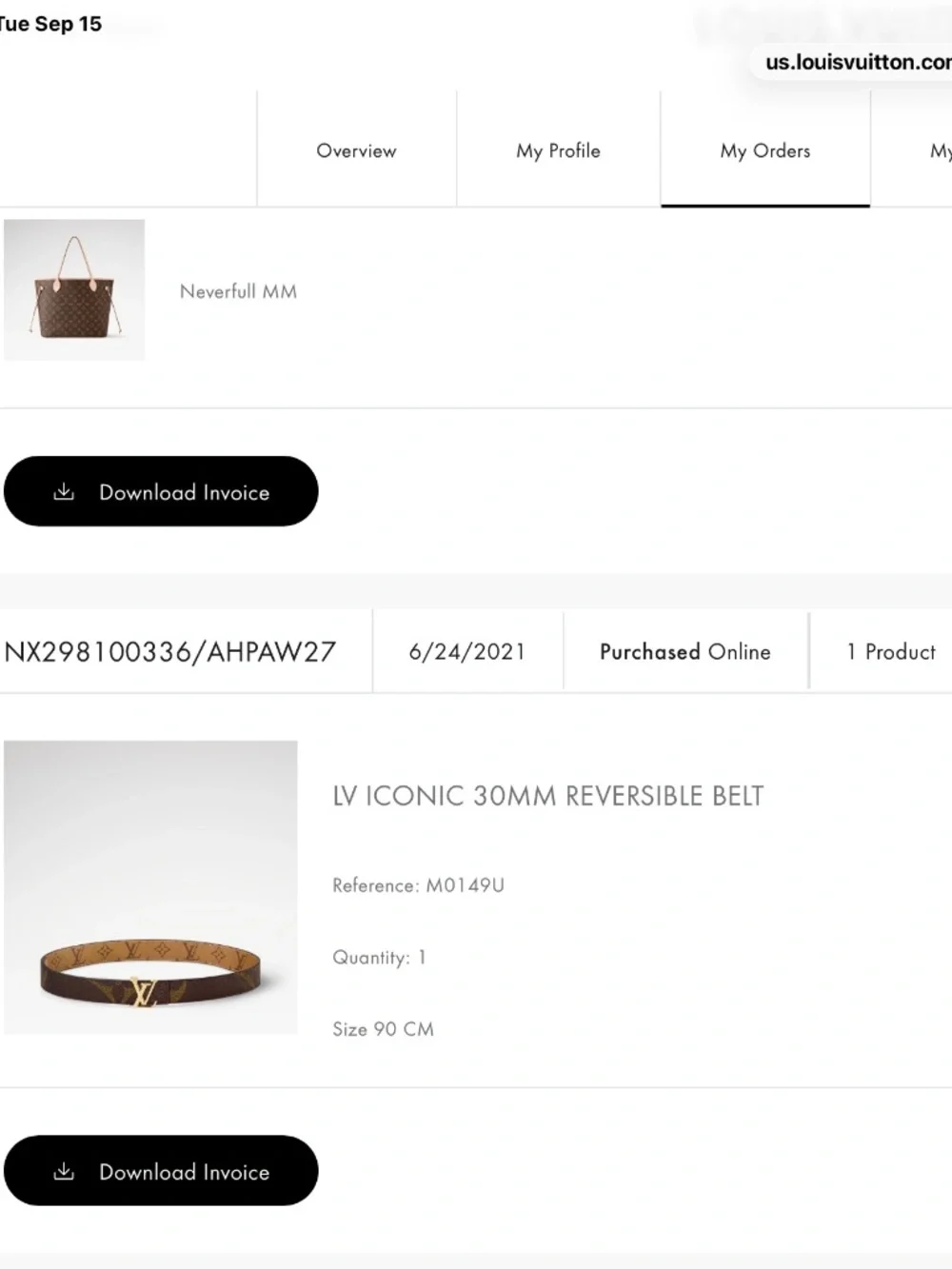 Authentic Louis Vuitton belt
